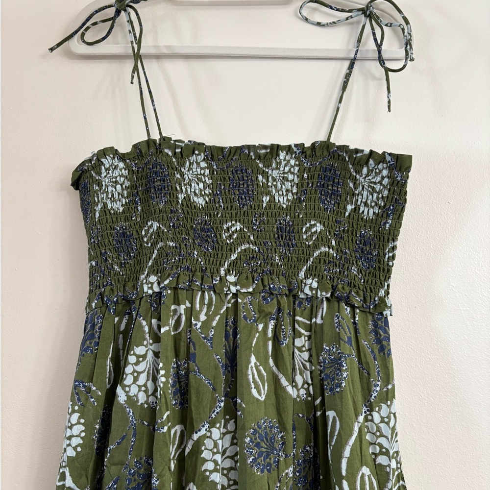 Zara Olive Green Floral Midi Dress - Picture 3 of 6
